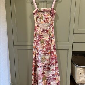 Emporio Sirenuse Azzurra Vesuvius Print Cotton Poplin Maxi Dress Size 38